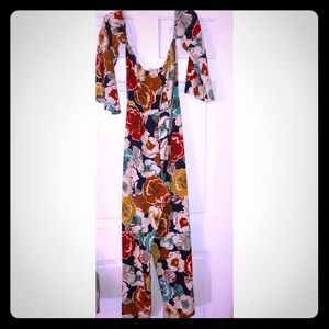 Off shoulda floral jumpsuit
